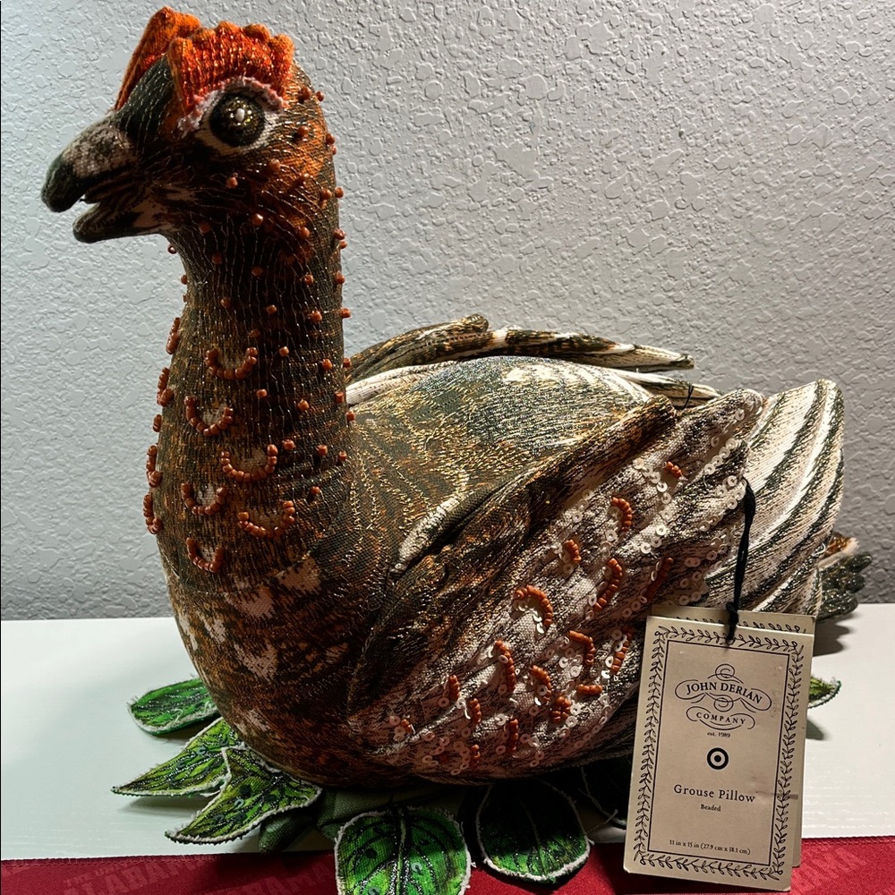 John Derian Brown & Orange Grouse Decorative Pillow